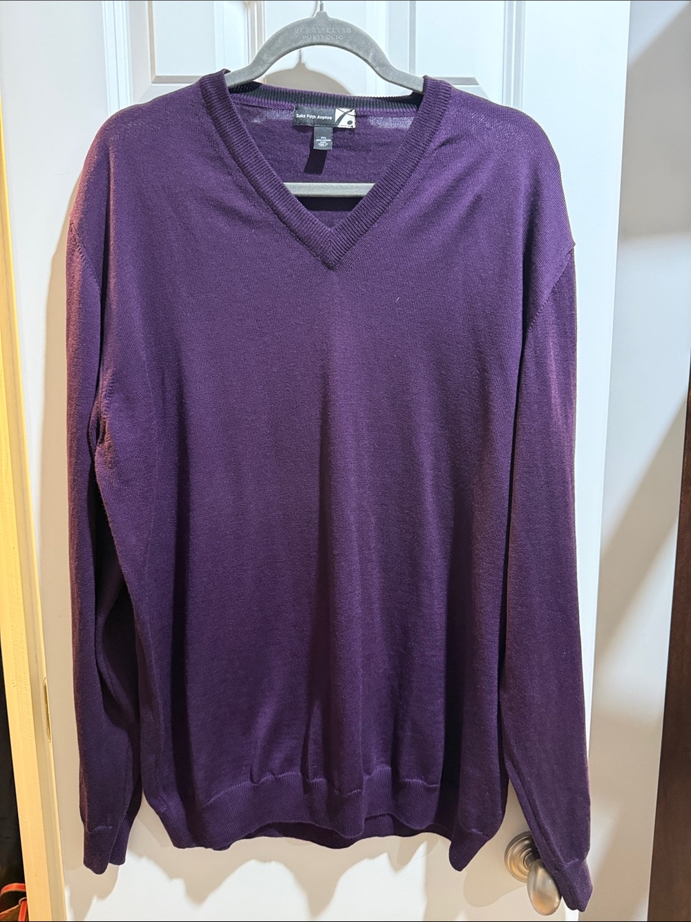 Saks Fifth Avenue Men's V-Neck Sweater in Deep Purple